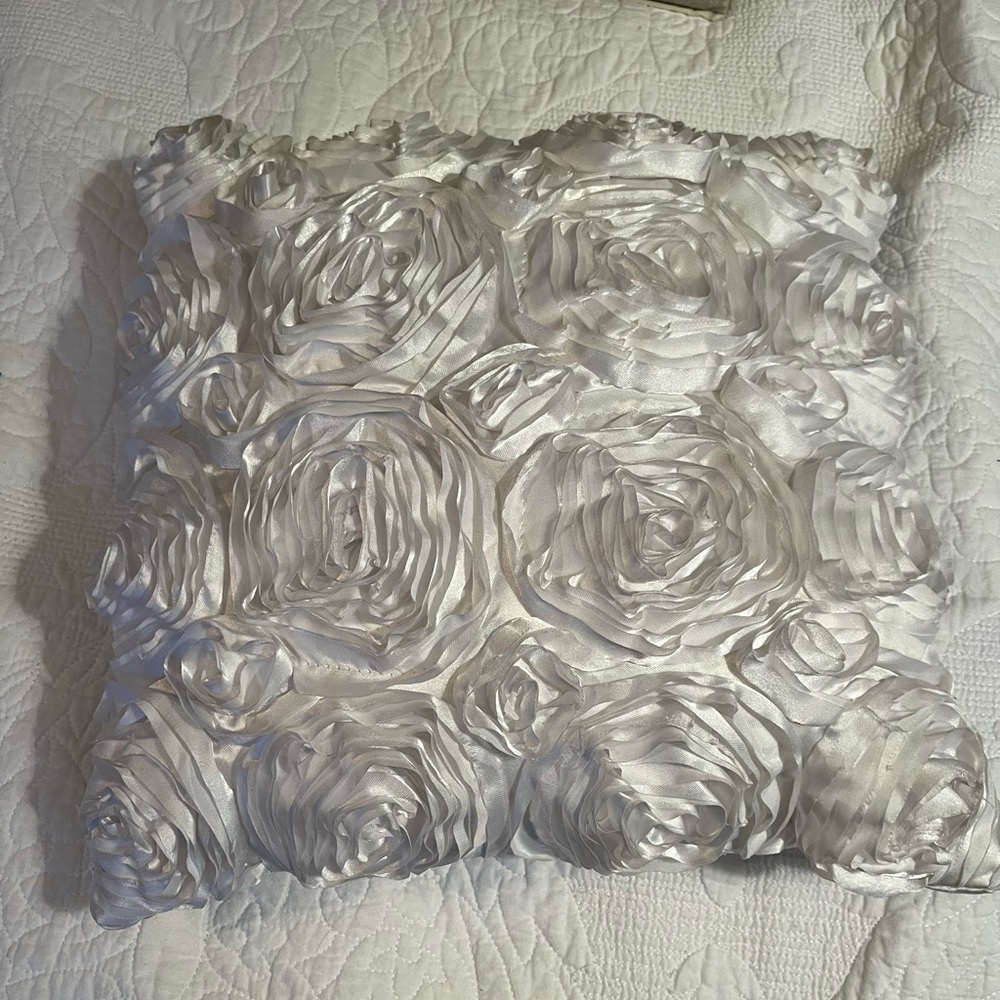 White Elegant Floral Rose Pillow